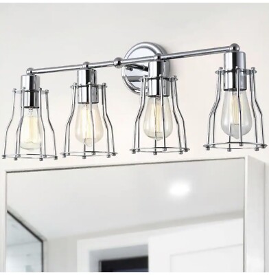 Evelyn 29.5 in. 4-Light Adjustable Metal Chrome Vanity Light 18A