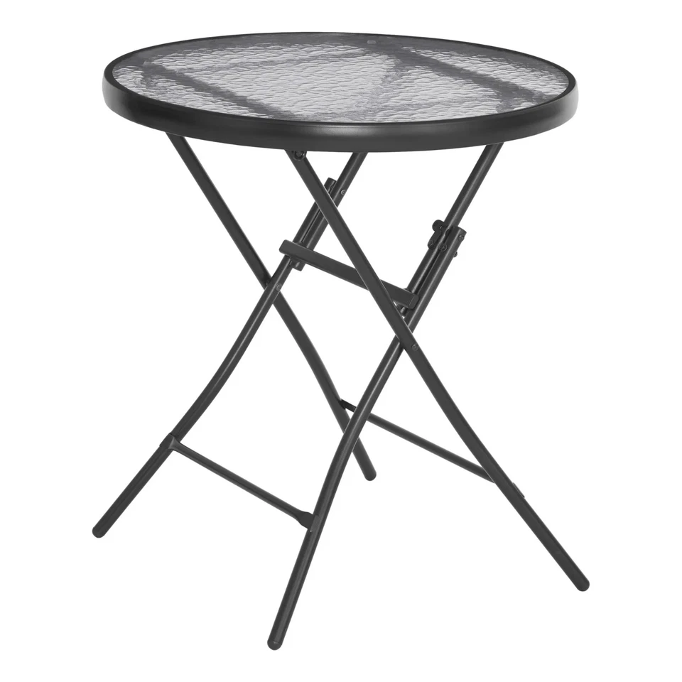 Pequeño juego de mesa y sillas plegables de metal para 2 muebles de patio espacio libre Foto 4 de 4