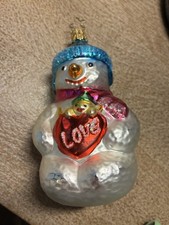 Snowman Ornament Glass Snowman Love Old World Christmas 25330 10