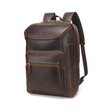 LANNSYNE Full Grain Leather Backpack For Men, 17" Laptop Backpack, Casual Out...