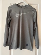 Nike Grey Long Sleeve Shirt Youth Size Large Dri-Fit Swoosh Logo