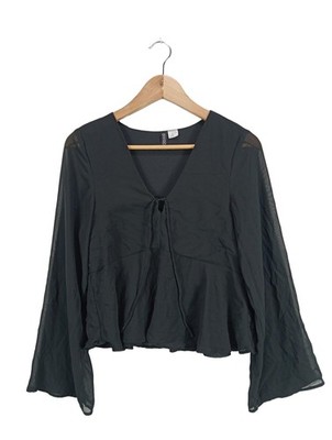 H&M DIVIDED Langarm-Bluse Damen Bluse Gr. DE 36 schwarz Elegant