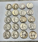 90 % SILVER WASHINGTON QUARTERS LOT OF 20 $5.00 FACE VALUE