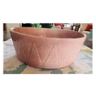 Pink Speckled Art Pottery round Bauer 10 inch Bowl, Impressed Back-stamp