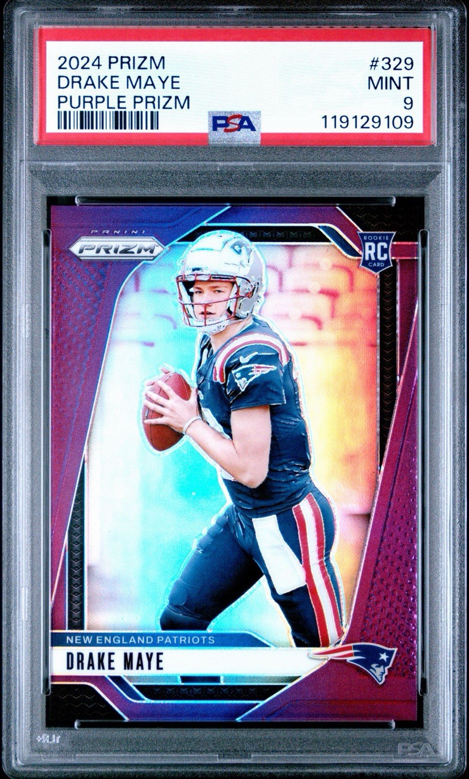 2024 Panini Prizm Drake Maye Purple Prizm /125 #329 PSA 9 (RC)