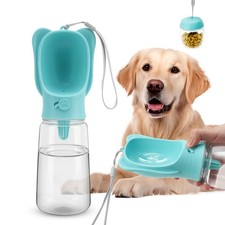 Dog Water Bottle Portable Travel Bottle with Food Container, 550ml for Dogs