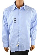 Tommy Hilfiger Mens Shirt S 14.5 32/33 Blue Check Slim Fit THFlex Stretch