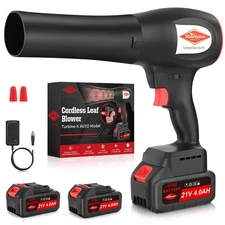 Cordless Leaf Blower Handheld with 2 × 4000mAh Batteries 6 Speed Adjustable Wind