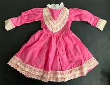 17  long vintage Satin  Lace Doll Dress Pink Lace Long Sleeve