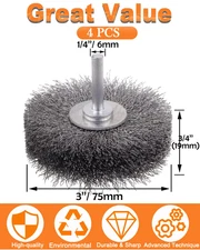 2 Pack Wire Wheel Brush Wire Wheel Brush for Drill Attachment, 3 Inch Heavy D...