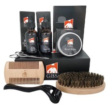 G.B.S Men's Beard Grooming Kit - Oil, Growth Serum 10 Piece Set, Black