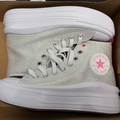 Converse Chuck Taylor All Star Move Platform SIZE 4.5 eur 37 Silver w Pink 