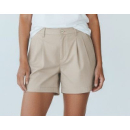 Façonnable, F by Faconnable Womens Tan Pleated Shorts Size 14 Cotton Casual Chino