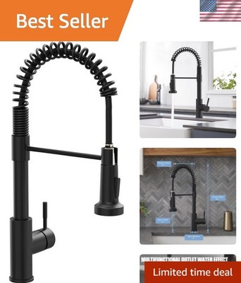 Black Kitchen Faucet with Pull Down Sprayer Single Hole Spring Kitchen Sink F...