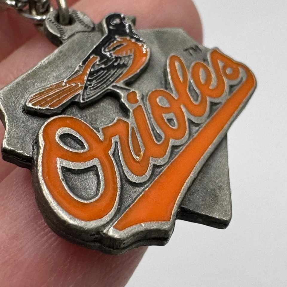 Vintage Baltimore Orioles Script Logo Siskiyou Pewter Pendant Charm Necklace - Image 2 of 4