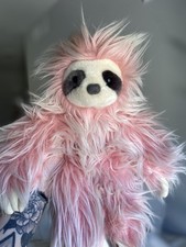 2019 Aurora WorldPurely Luxe Sloth Plush Fuzzy Stuffed Animal Shaggy Pink White