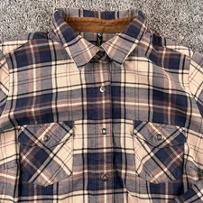 Kuhl Tess Flannel Women's Sz M Blue Plaid Snap Outdoor Pockets Western