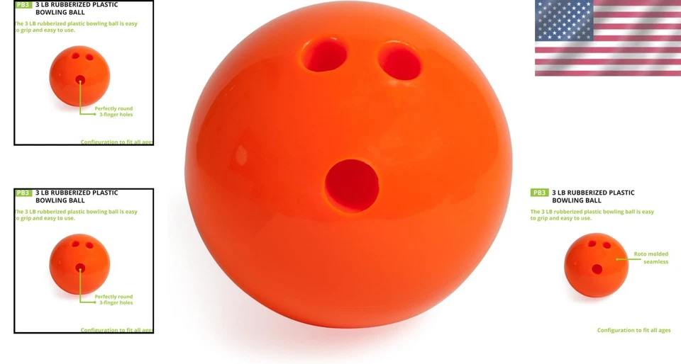 Durable 3-Pound Plastic Bowling Ball - Perfect for Teaching Kids Bowling Basics Foto 2 de 4