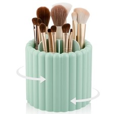 Rotating Makeup Brush Holder Organizer with Removable Dividers, Green Small