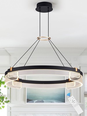 Modern LED Pendant Light Dimmable Black LED Chandelier for Dining Room Pendan...