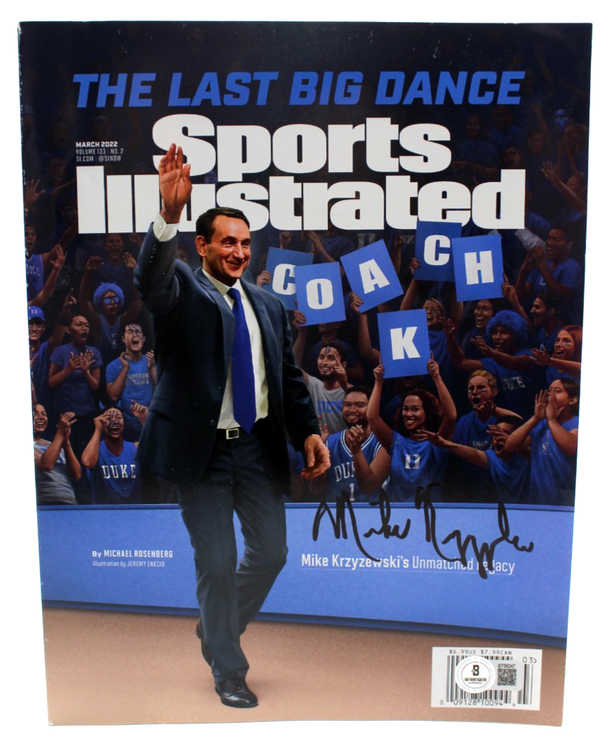 Mike Krzyzewski Autographed Signed Duke Blue Devils Sports Illustrated Duke Coach K w/Beckett COA BT56247 