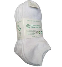 French Connection Men's Socks - 5 Pk - Ankle - White Organic Cotton - Cushioned