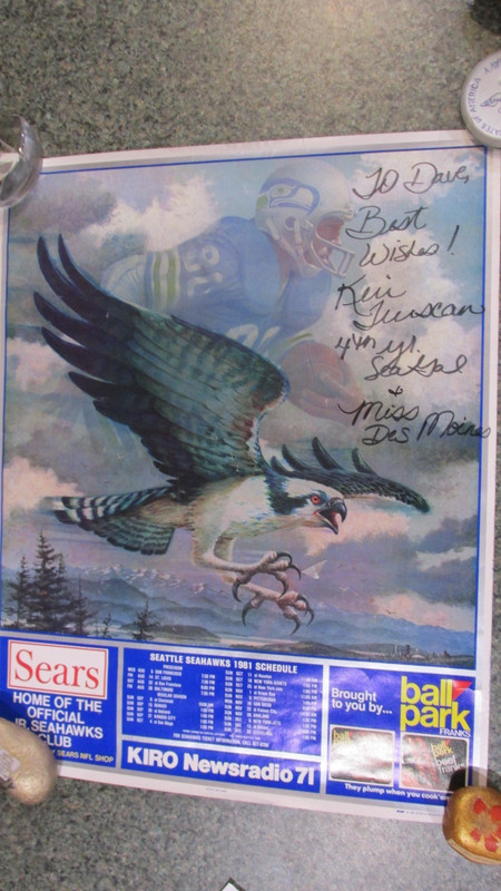 1981-SEATTLE SEAHAWKS SCHEDULE POSTER-SIGNED BY SEAGAL