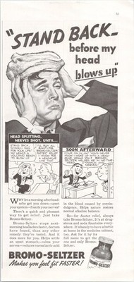 Emerson's Bromo-Seltzer 1936 Vintage Print Ad Headache Remedy