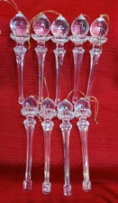 Set Of 9 Clear Acrylic Drop Christmas Tree Ornaments Pendants Finials 6.25"