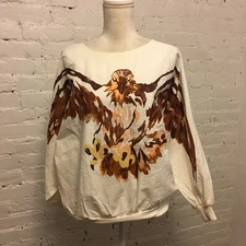 Young Edwardian by Arpeja vintage 70s blouson top eagle print sequin size m/l