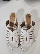 EuroSoft Wedge Comfort Sandals By Sofft, White leather Women's Size 9.5