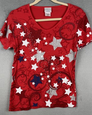 Morning Sun Women s Tee Patriotic Red White Blue American 4th Of July Small