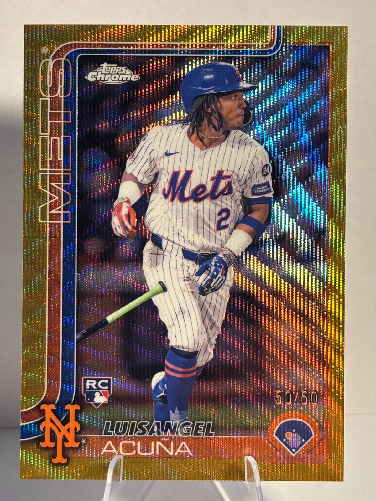 2025 Topps Chrome - Luisangel Acuna #56 Gold Wave Refractor 50/50 (RC) Mets