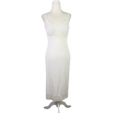 Vintage 70s Vanity Fair cream nylon mid length slip dress S