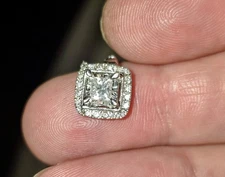 10k White Gold 1 1/3ct Real Diamond Princess Cut Pendent. No Chain Included