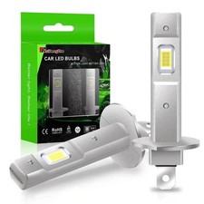 H1 LED Headlight Bulbs 55W 12000LM 6500K White 12V Fanless Pair