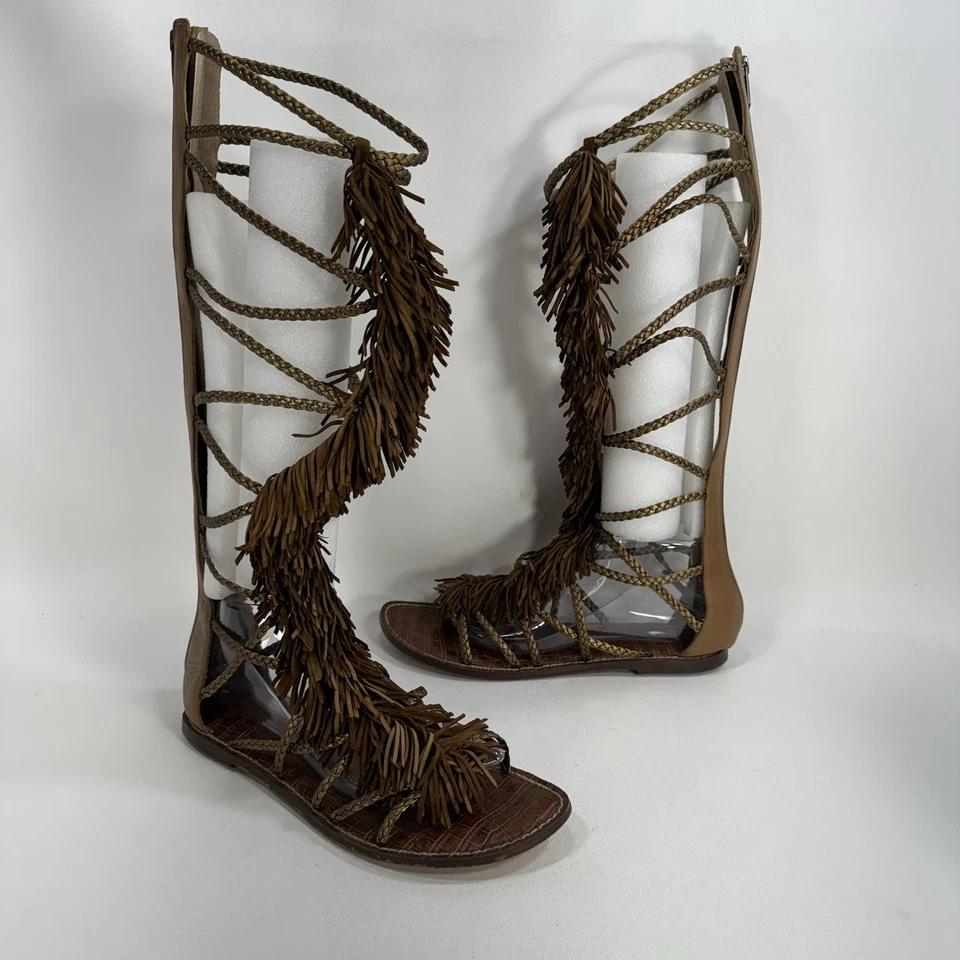 Sandalias Sam Edelman Gladiador de latón marrón con flecos para mujer talla 10 M Foto 2 de 4