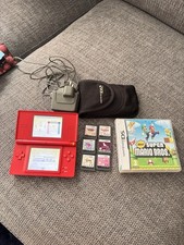 Nintendo DS Lite Red, Charger, Case, Games Super Mario