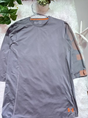 Under Armour HeatGear Men's M Fitted 3/4 Raglan Crew Shirt Gray/Orange