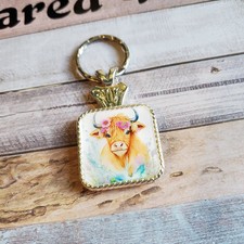 Highland cow lover gift Cow CONCHO keychain, unique cow keychain