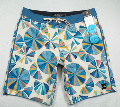 ONeill Shorts Mens Size 32 White Hyperfreak Stretch Boardshorts Geometric NWT