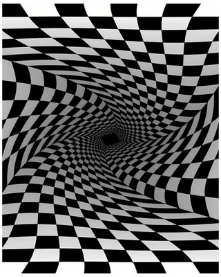 3D Optical Illusion Vortex Poster Black White Checkerboard Pattern Graphic