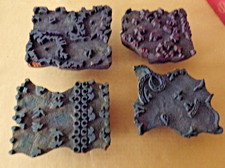 4 Vtg Wood Printing Block Batik Hand Carved Textile Fabric Stamp Border