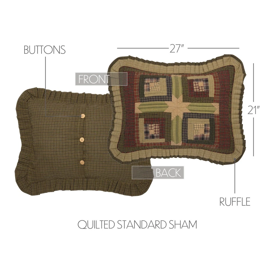 Cabina de té estándar simulada cabaña de troncos estrella retazos primitivos verde musgo Foto 3 de 4