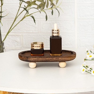 Decorative Wooden Tray Wooden Riser Tray Multi-functional Round Oval Tray