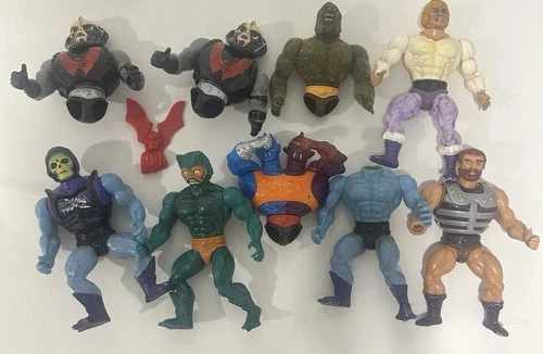 MOTU HE-MAN Vintage Figure Lot Of 9 For Parts Skeletor Merman Hordak Mossman Etc