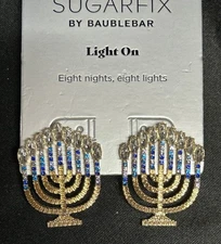 Sugarfix “Lights On” Menorah BaubleBar Earrings Hanukkah Nickel Free