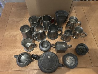 Pewter Bundle Mixed Job Lot Including Tankards Approx 4.9kg
