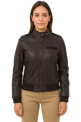 Mädchen Echt Leder Biker Jacke Cafe Racer Motorrad Reißverschluss Slim Fit Schwarz Klassisch