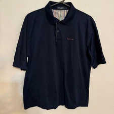 Paul Smith Polo shirt mens XL short sleeve chest logo Navy Blue Preppy casual